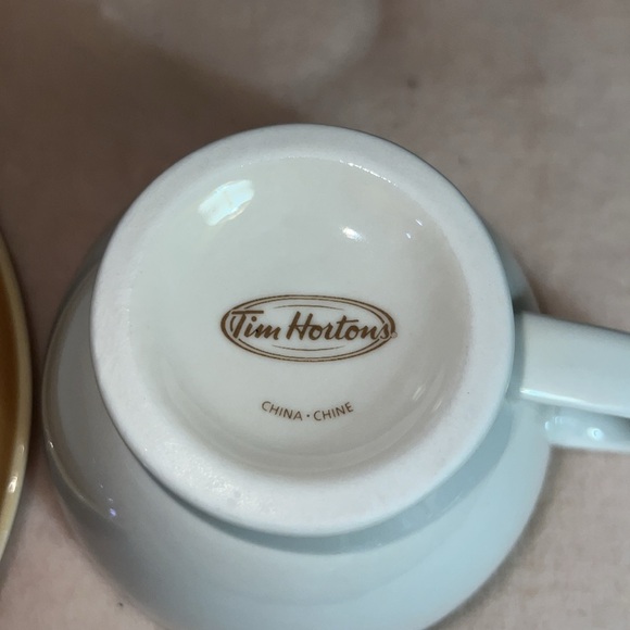 Tim Hortons' Coffee Cup w/ Saucer Butterscotch & White - Picture 3 of 7